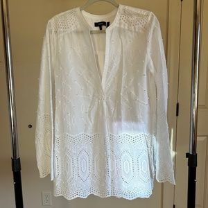 Theory Ofeliah Eyelet Cotton Blouse Tunic